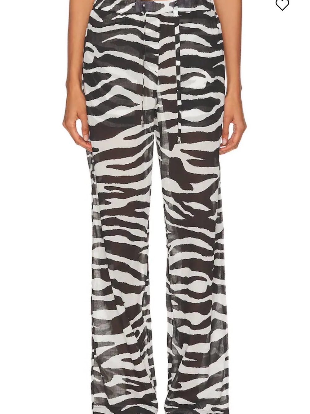 The Attico Black and White Zebra Sheer Wide-Leg Pants